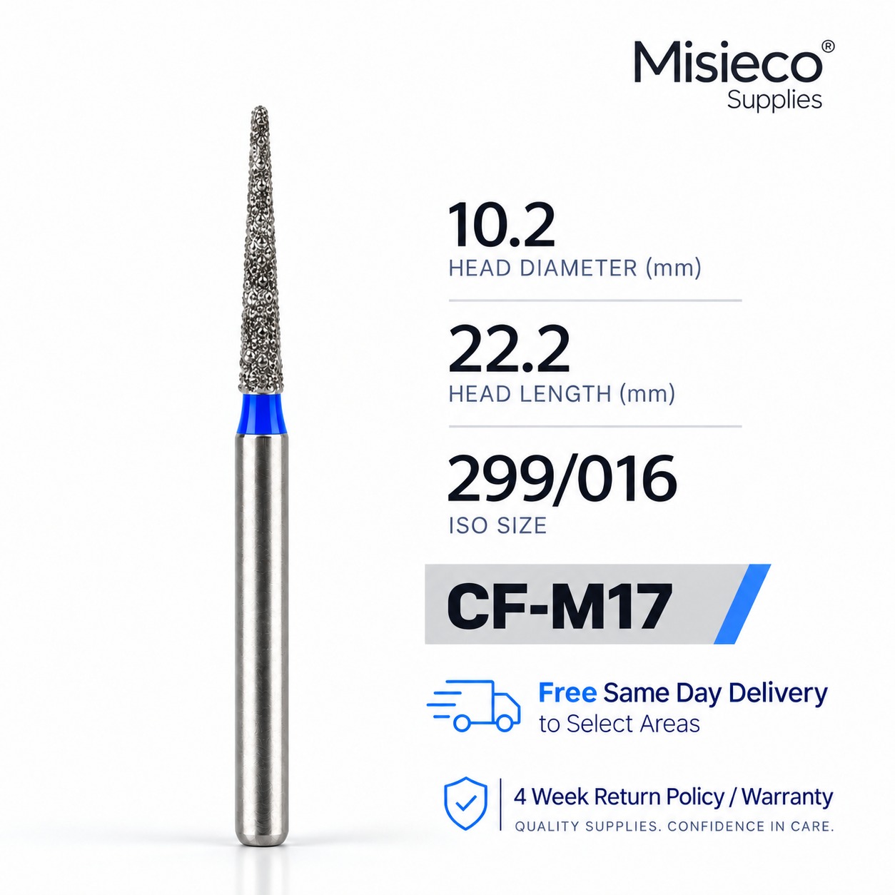 Blue-banded diamond dental bur, code CF-M17