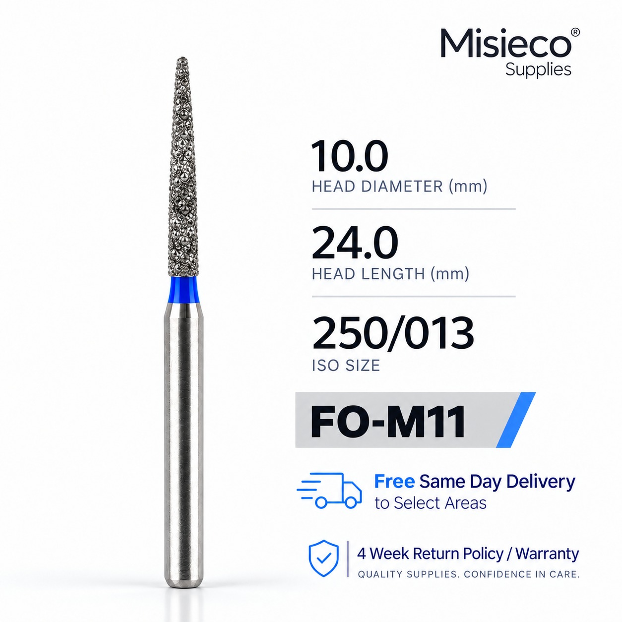 Blue-banded diamond dental bur, code FO-M11