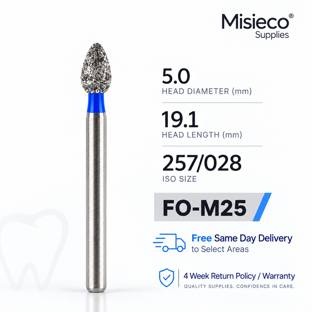 Blue-banded diamond dental bur, code FO-M25