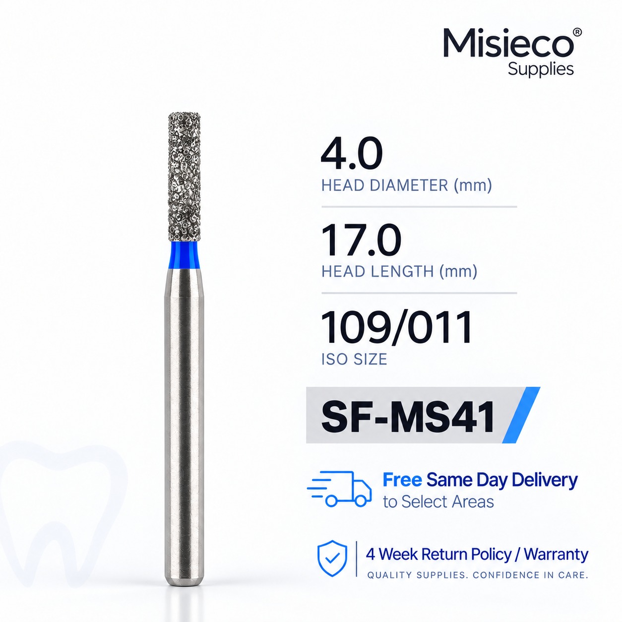 Blue-banded diamond dental bur, code SF-MS41
