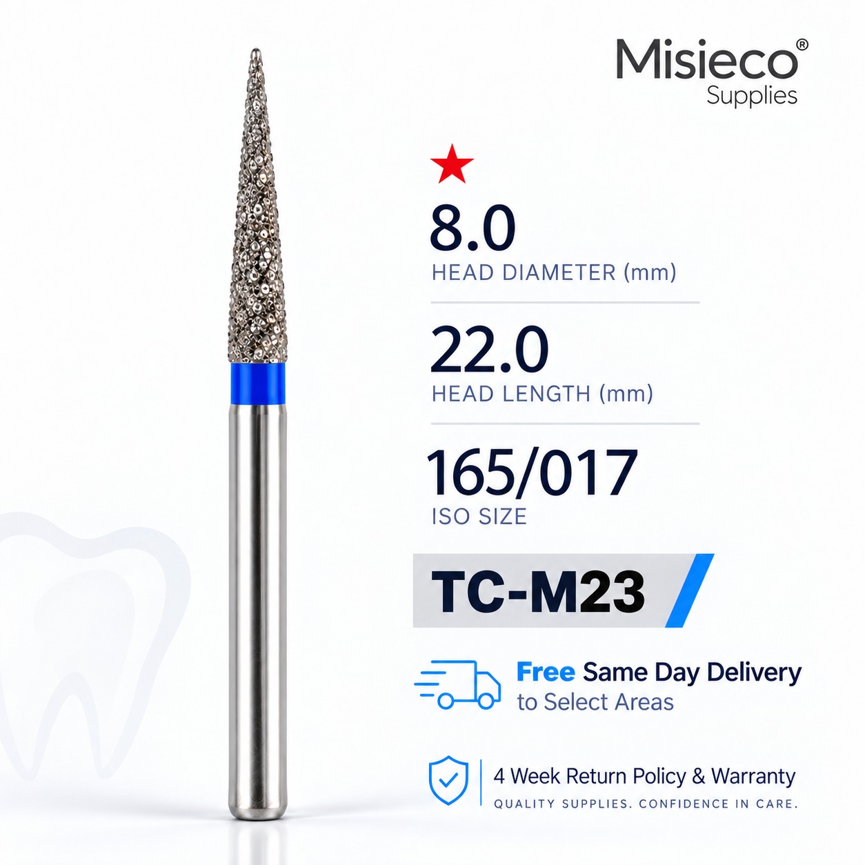 Blue-banded diamond dental bur, code TC-M23