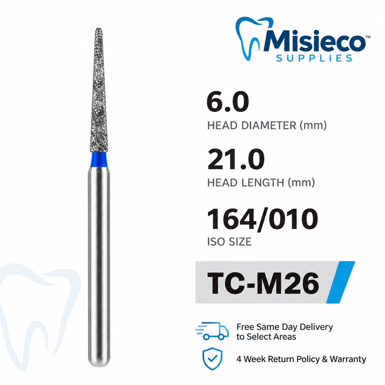 Blue-banded diamond dental bur, code TC-M26