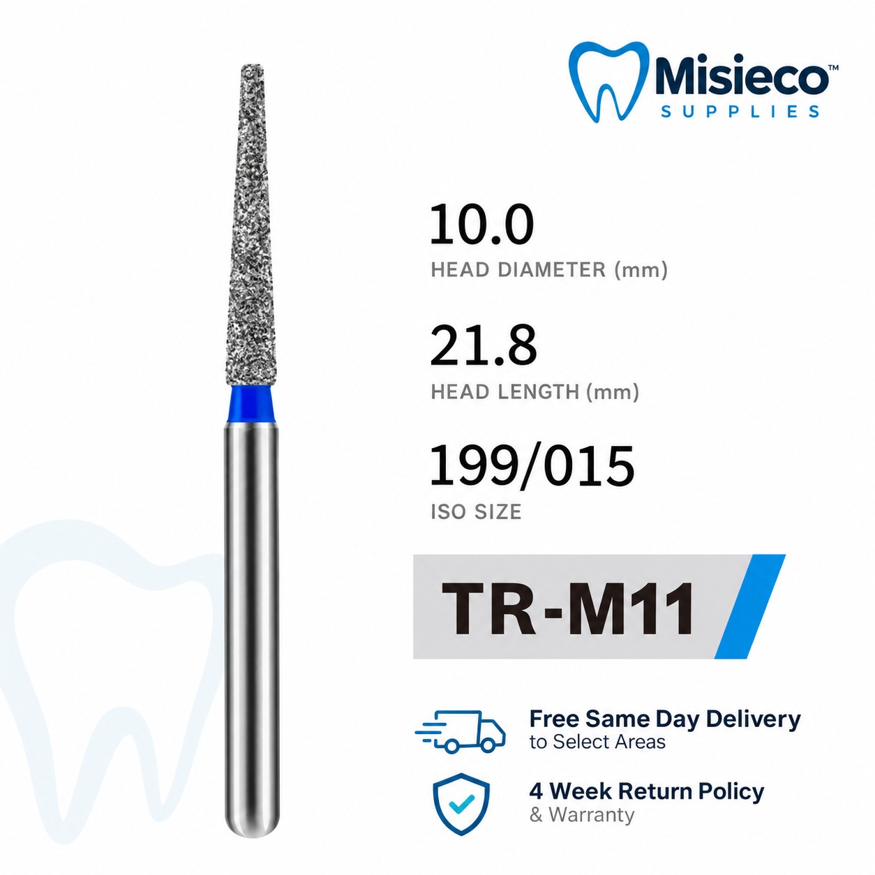 Blue-banded diamond dental bur, code TR-M11
