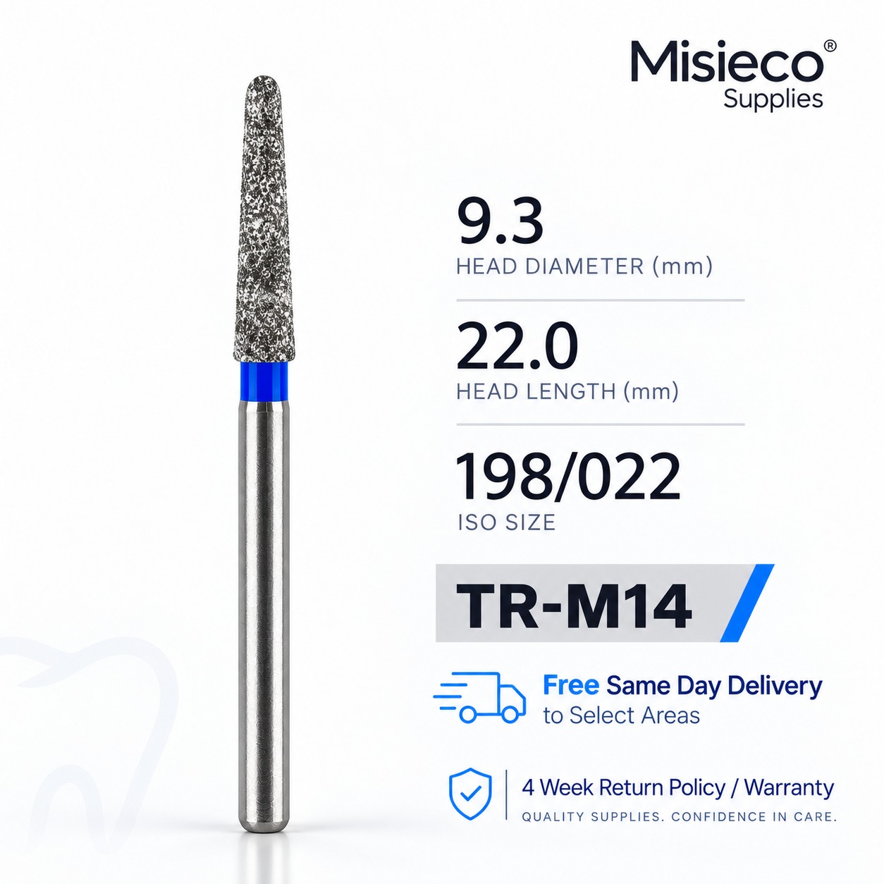 Blue-banded diamond dental bur, code TR-M14