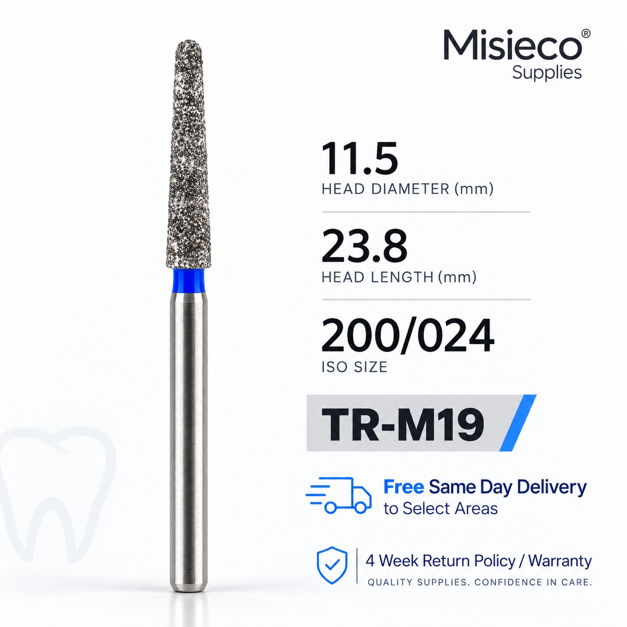Blue-banded diamond dental bur, code TR-M19