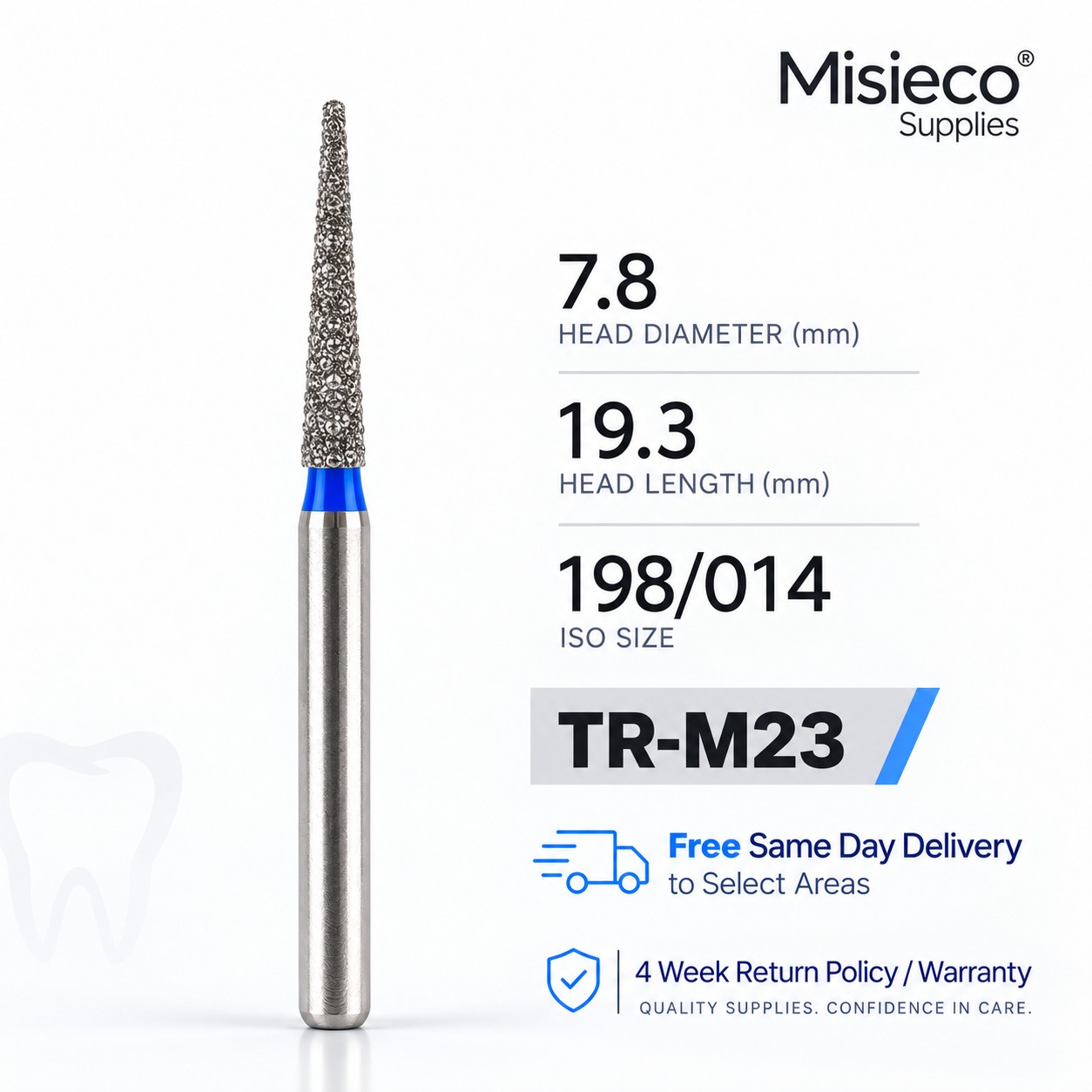 Blue-banded diamond dental bur, code TR-M23