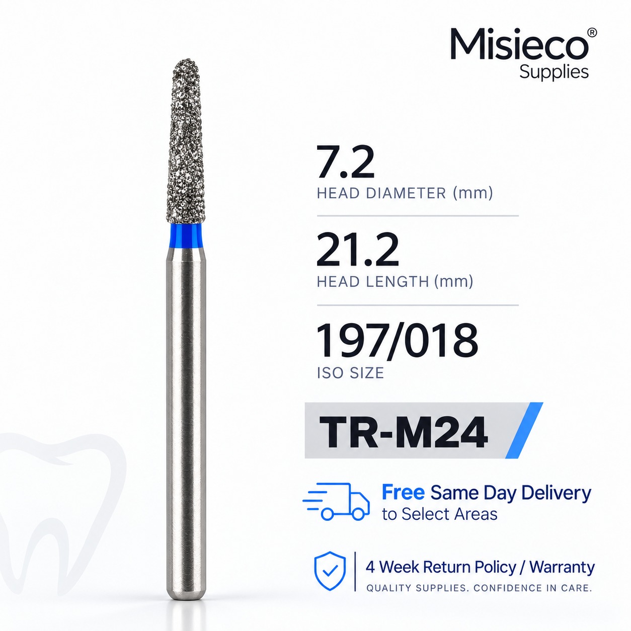 Blue-banded diamond dental bur, code TR-M24