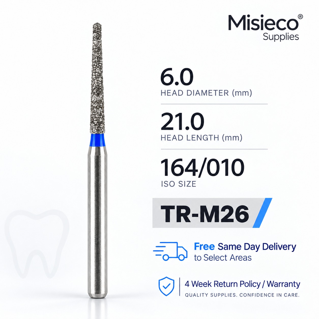 Blue-banded diamond dental bur, code TR-M26