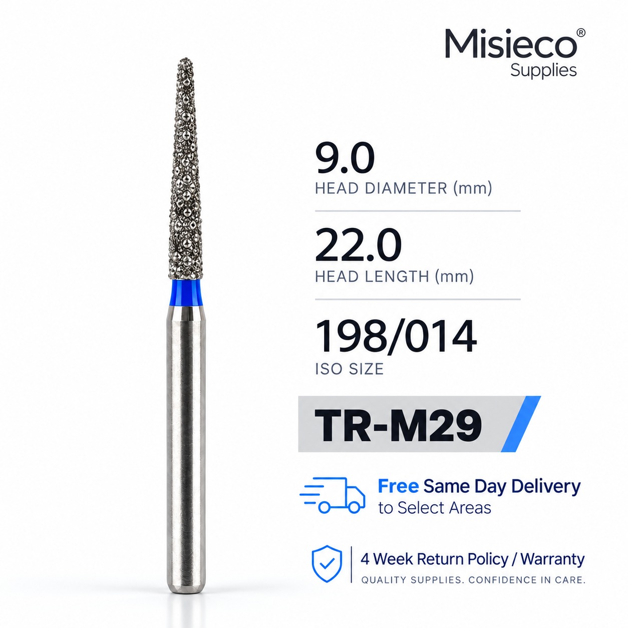 Blue-banded diamond dental bur, code TR-M29