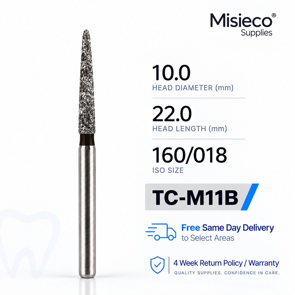 Black-banded diamond dental bur, code TC-M11B