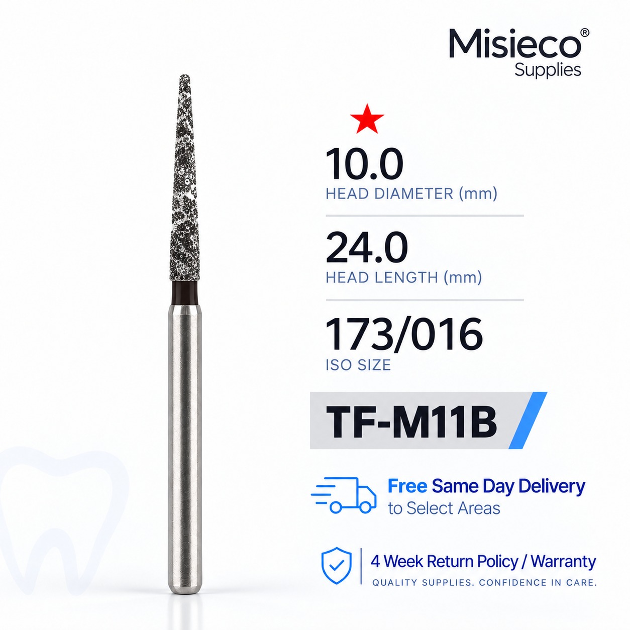 Black-banded diamond dental bur, code TF-M11B