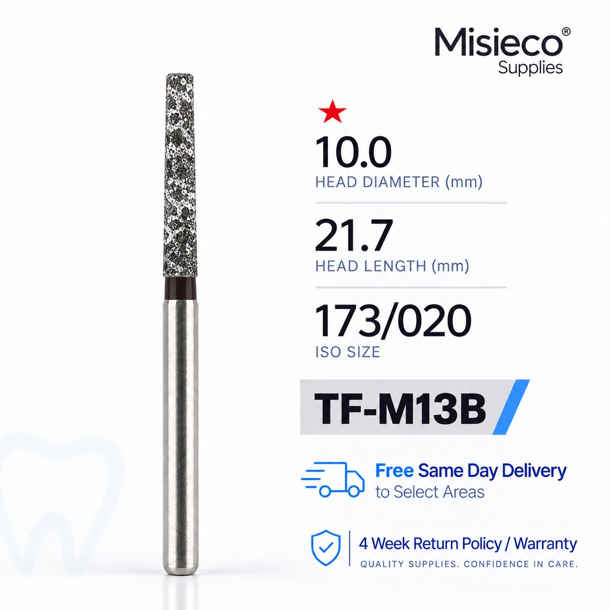 Black-banded diamond dental bur, code TF-M13B