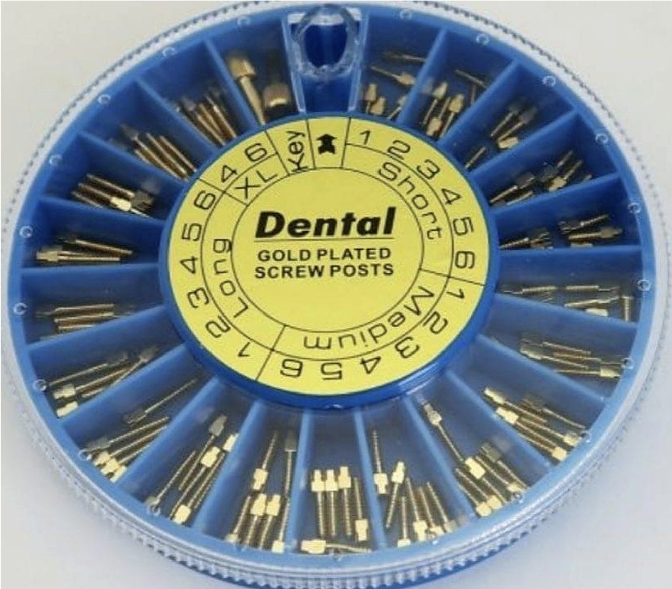 Gold-Plated Dental Screw Posts - 125-Piece Assortment