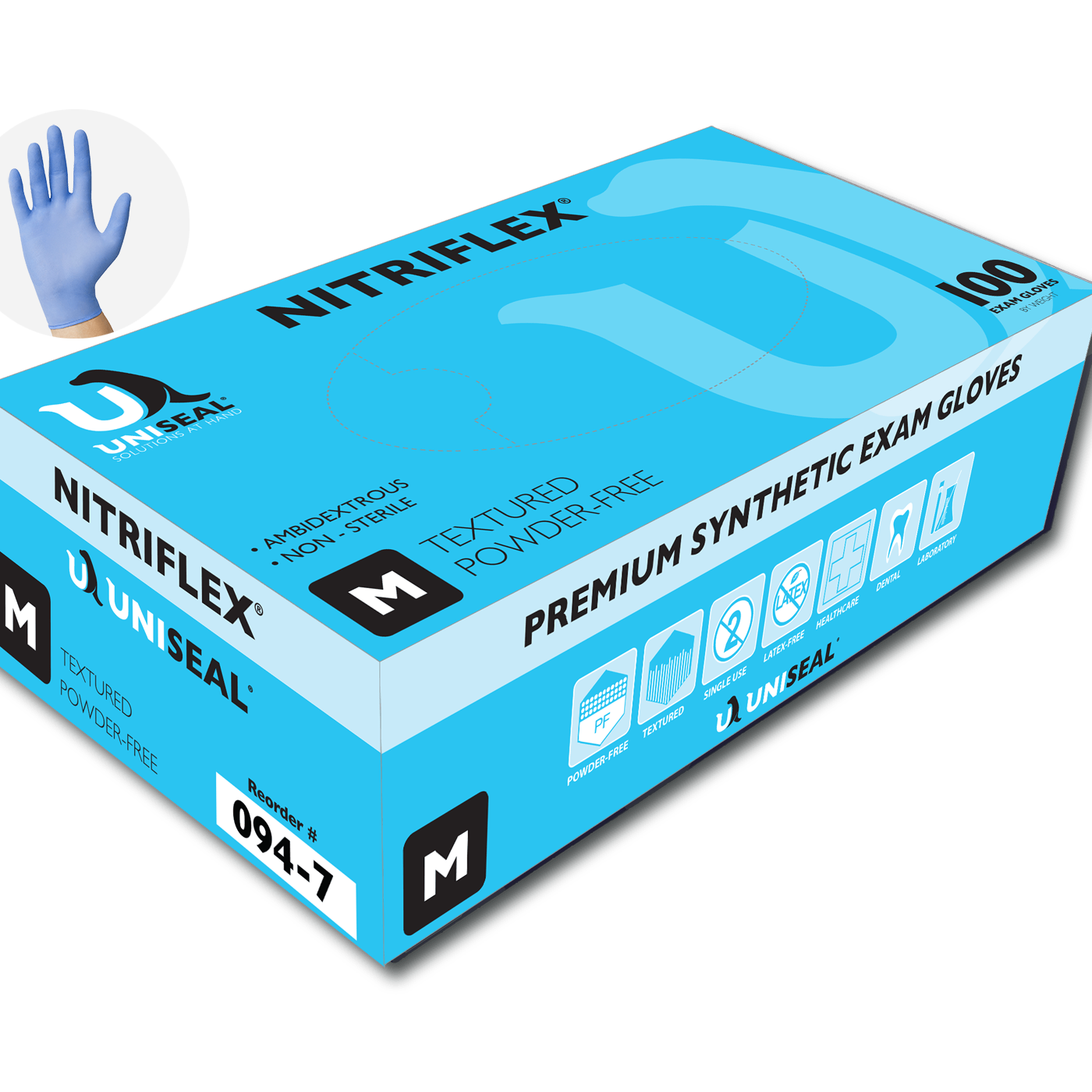 UniSeal® Nitriflex® Blue Nitrile Exam Gloves